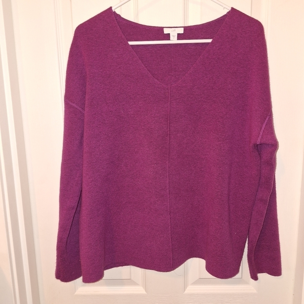 J. Jill Fushia Pink V Neck Sweater